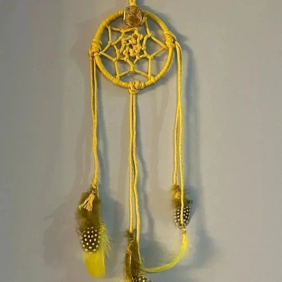 Lorena Espinoza Designs handmade yellow dream catcher with gemstone - Picture 1 of 6